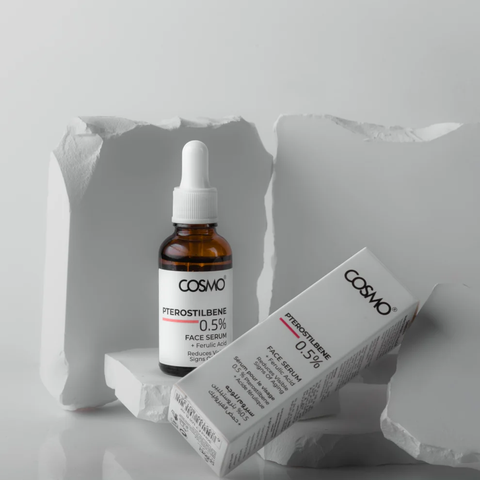 0.5% Pterostilbene + Ferulic Acid Face Serumسيروم للوجه يحتوي على 0.5% من البتيروستيلبين وحمض الفيروليك