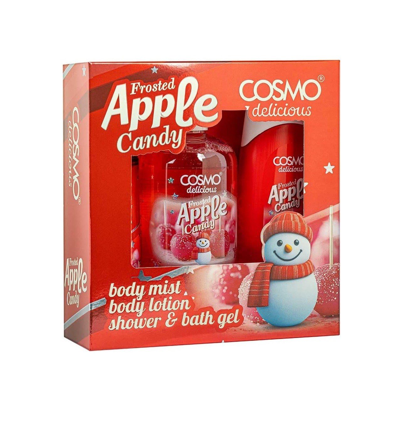 COSMO Delicious Frosted Apple Candy 3 Pieces Gift Set For Women & Men (150ml +350ml +200ml ) كوزمو مجموعة اعناية بالبشرة بحلوى التفاح